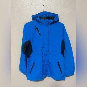 Port Authority Women's Blue Waterproof Jacket Bungee Hood Pocket Winter Size L